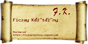 Ficzay Kötöny névjegykártya